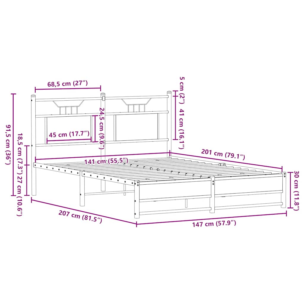 Bed Frame without Mattress Sonoma Oak 140x200 cm Engineered Wood