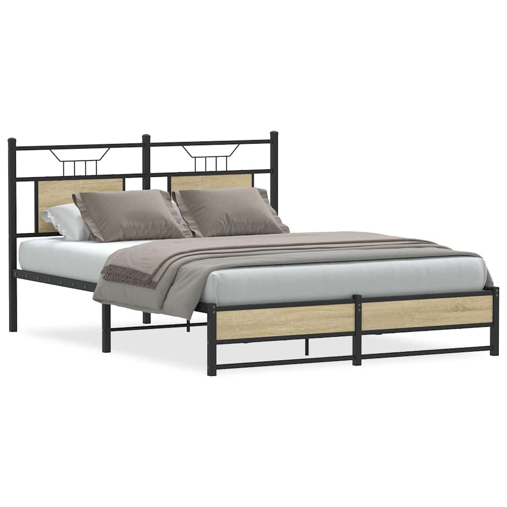 Bed Frame without Mattress Sonoma Oak 140x200 cm Engineered Wood