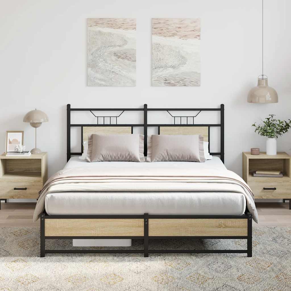 Bed Frame without Mattress Sonoma Oak 150x200 cm King Size Engineered Wood