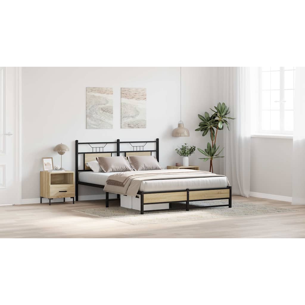 Bed Frame without Mattress Sonoma Oak 150x200 cm King Size Engineered Wood