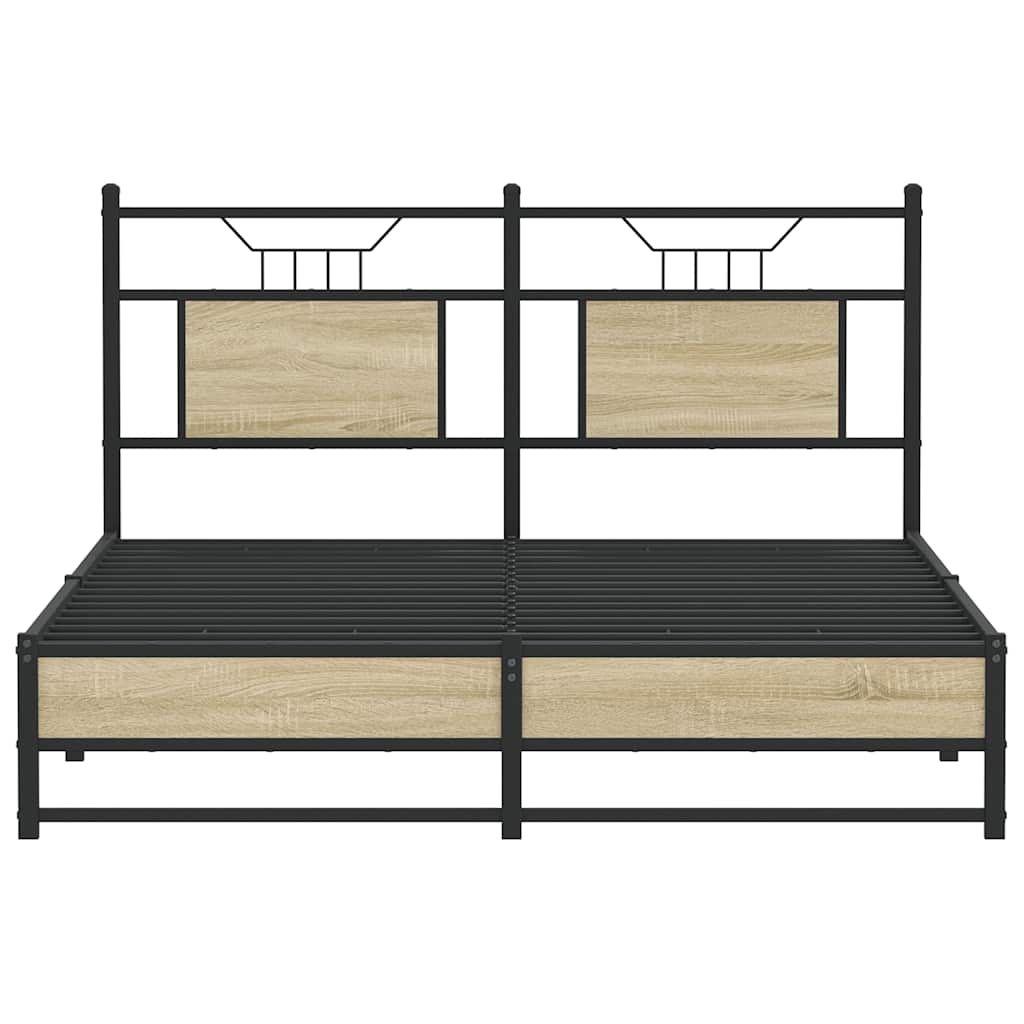 Bed Frame without Mattress Sonoma Oak 150x200 cm King Size Engineered Wood