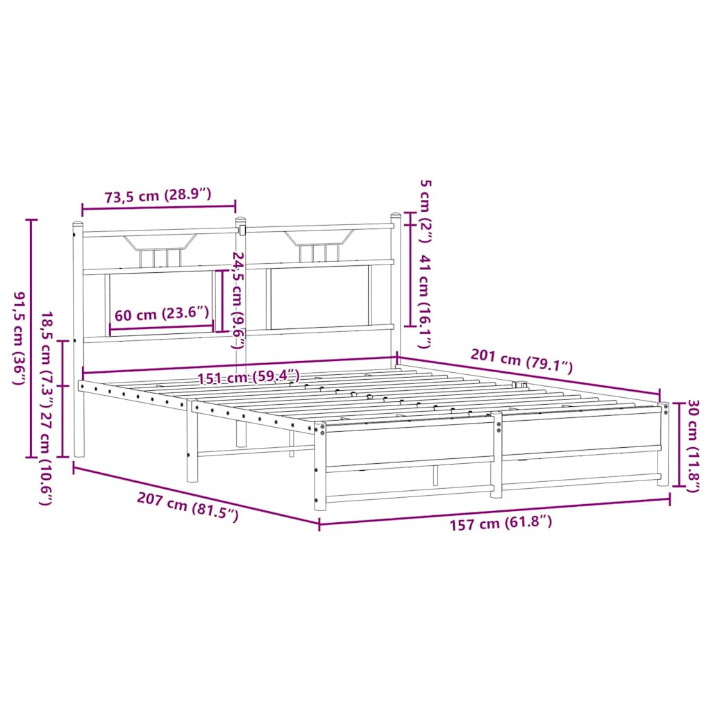 Bed Frame without Mattress Sonoma Oak 150x200 cm King Size Engineered Wood