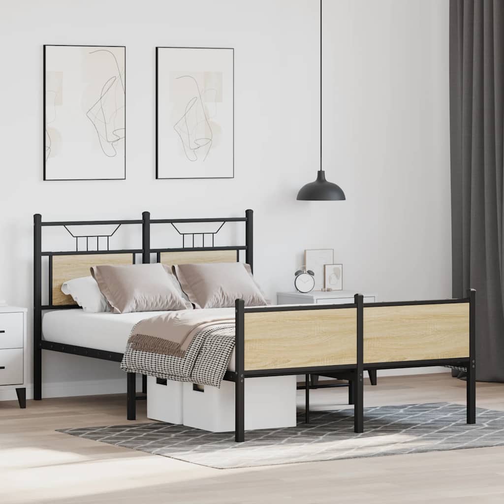 Bed Frame without Mattress Sonoma Oak 120x190 cm Small Double Engineered Wood