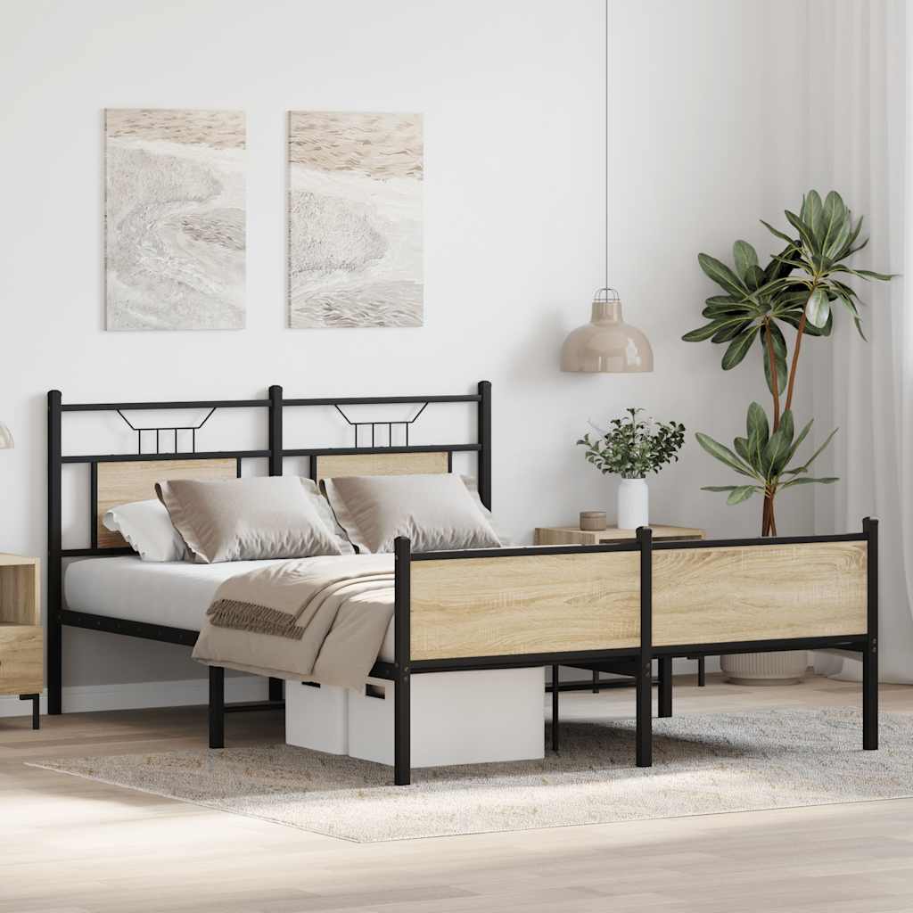 Bed Frame without Mattress Sonoma Oak 137x190 cm Engineered Wood