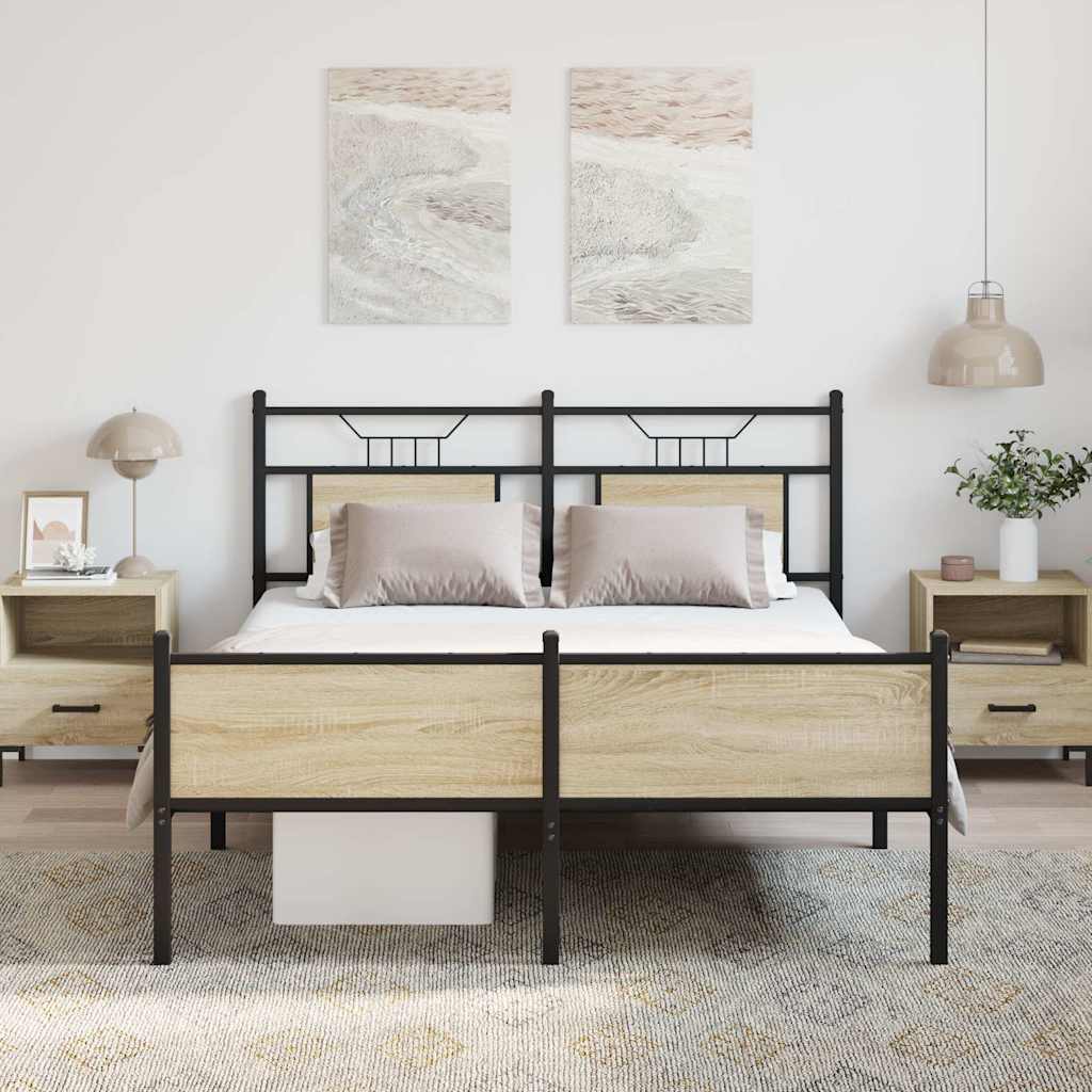 Bed Frame without Mattress Sonoma Oak 140x190 cm Engineered Wood