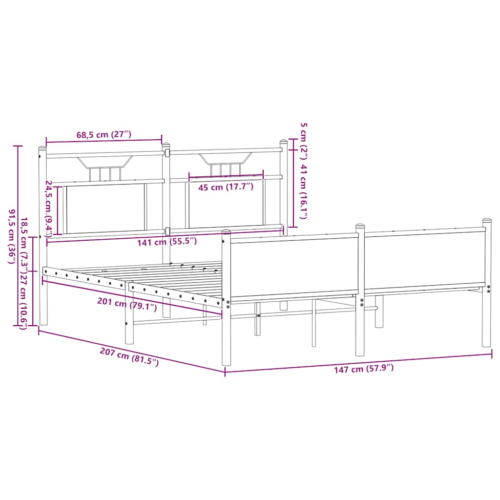 Bed Frame without Mattress Sonoma Oak 140x200 cm Engineered Wood