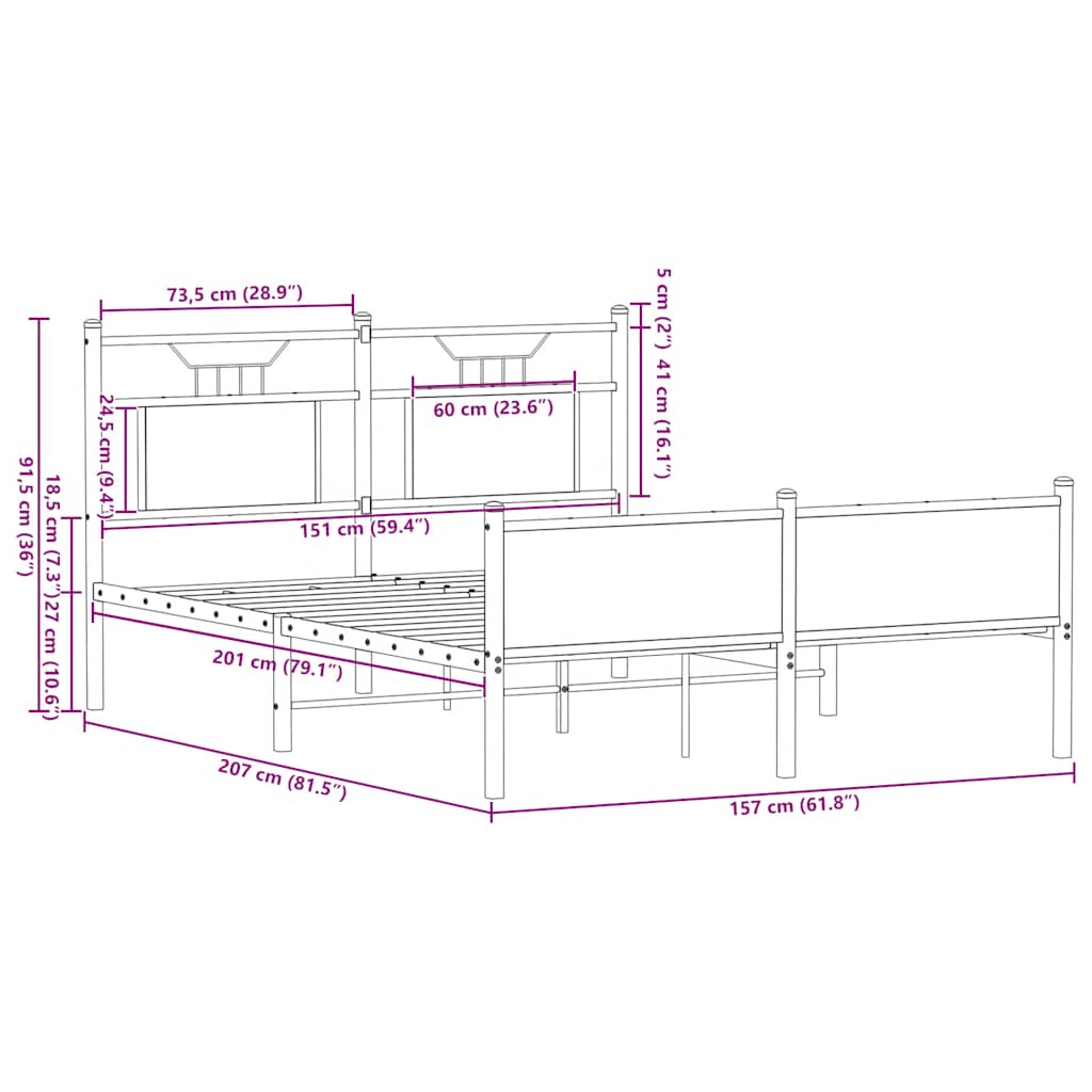 Bed Frame without Mattress Sonoma Oak 150x200 cm King Size Engineered Wood