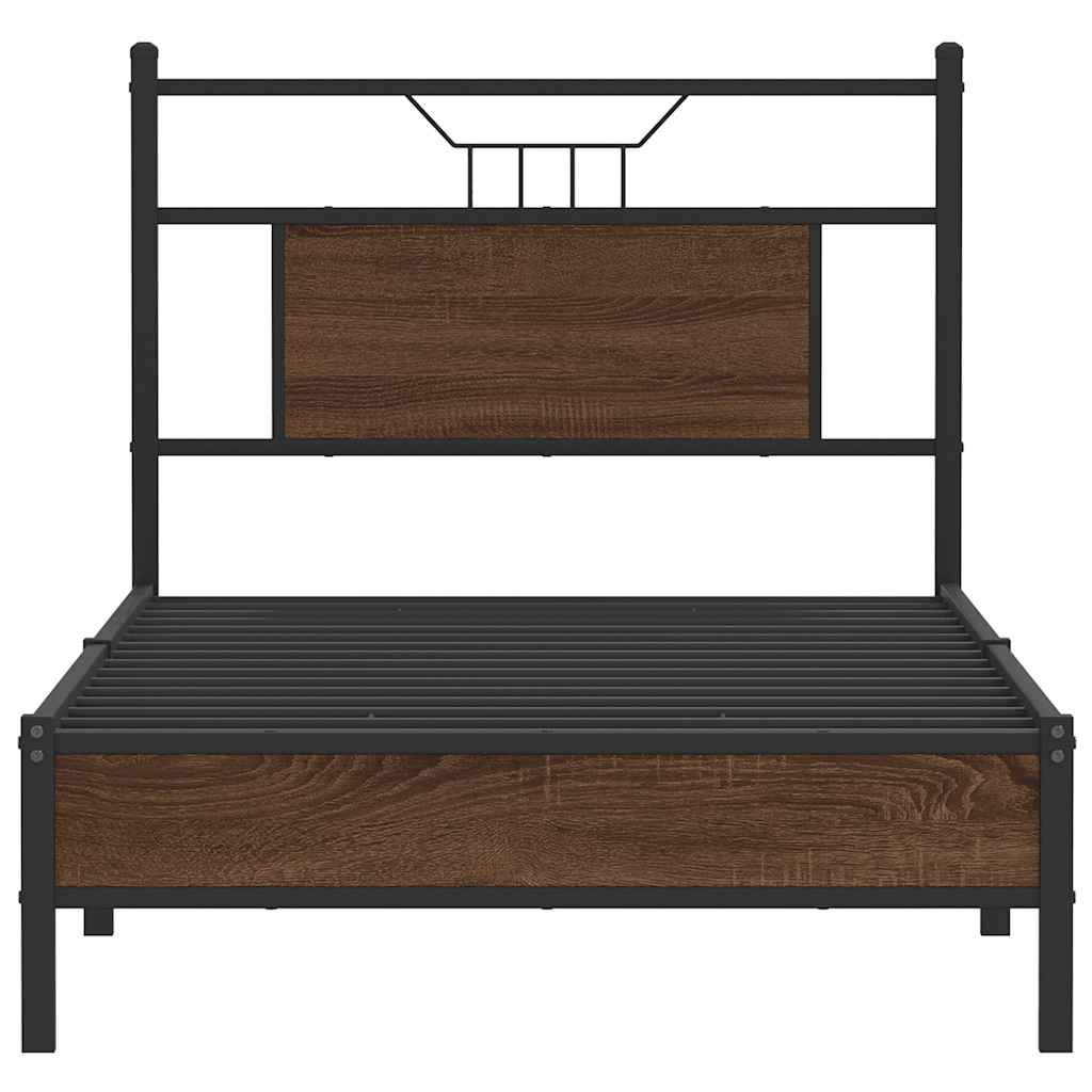 Bed Frame without Mattress Brown Oak 75x190 cm Small Single Engineered Wood
