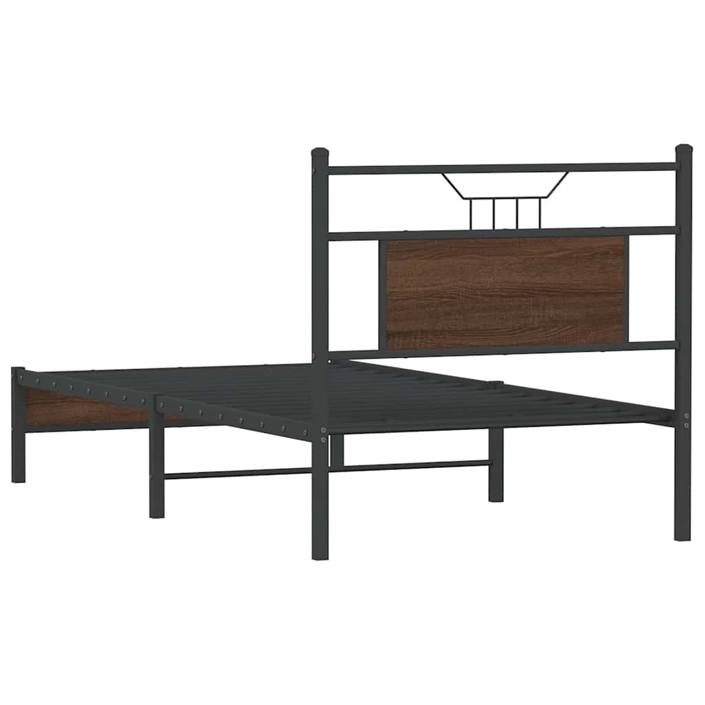 Bed Frame without Mattress Brown Oak 75x190 cm Small Single Engineered Wood