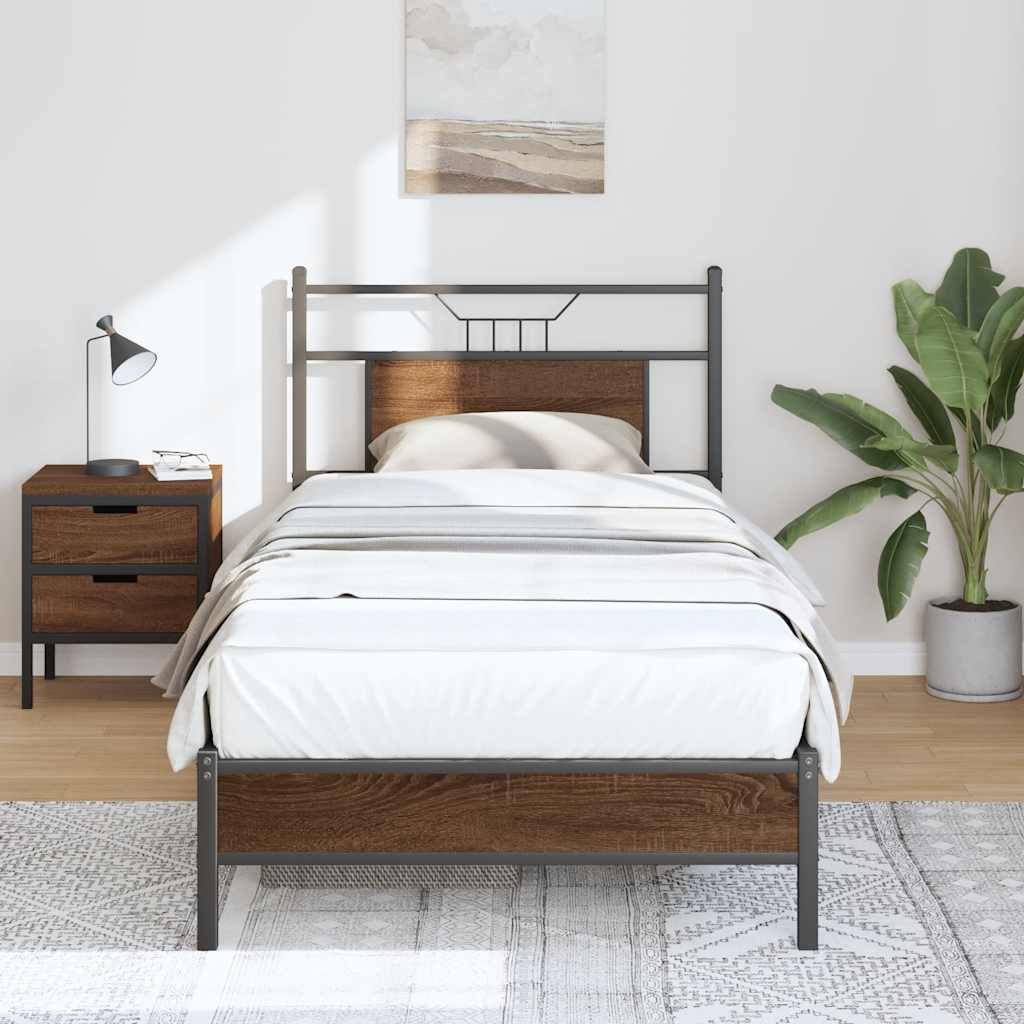 Bed Frame without Mattress Brown Oak 80x200 cm Engineered Wood