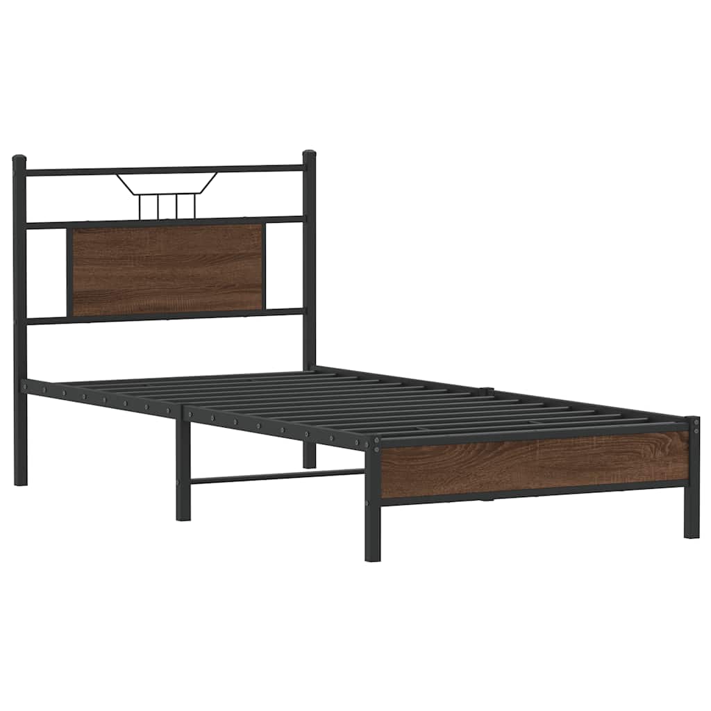 Bed Frame without Mattress Brown Oak 90x190 cm Single Engineered Wood