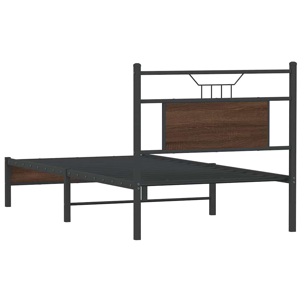 Bed Frame without Mattress Brown Oak 90x190 cm Single Engineered Wood