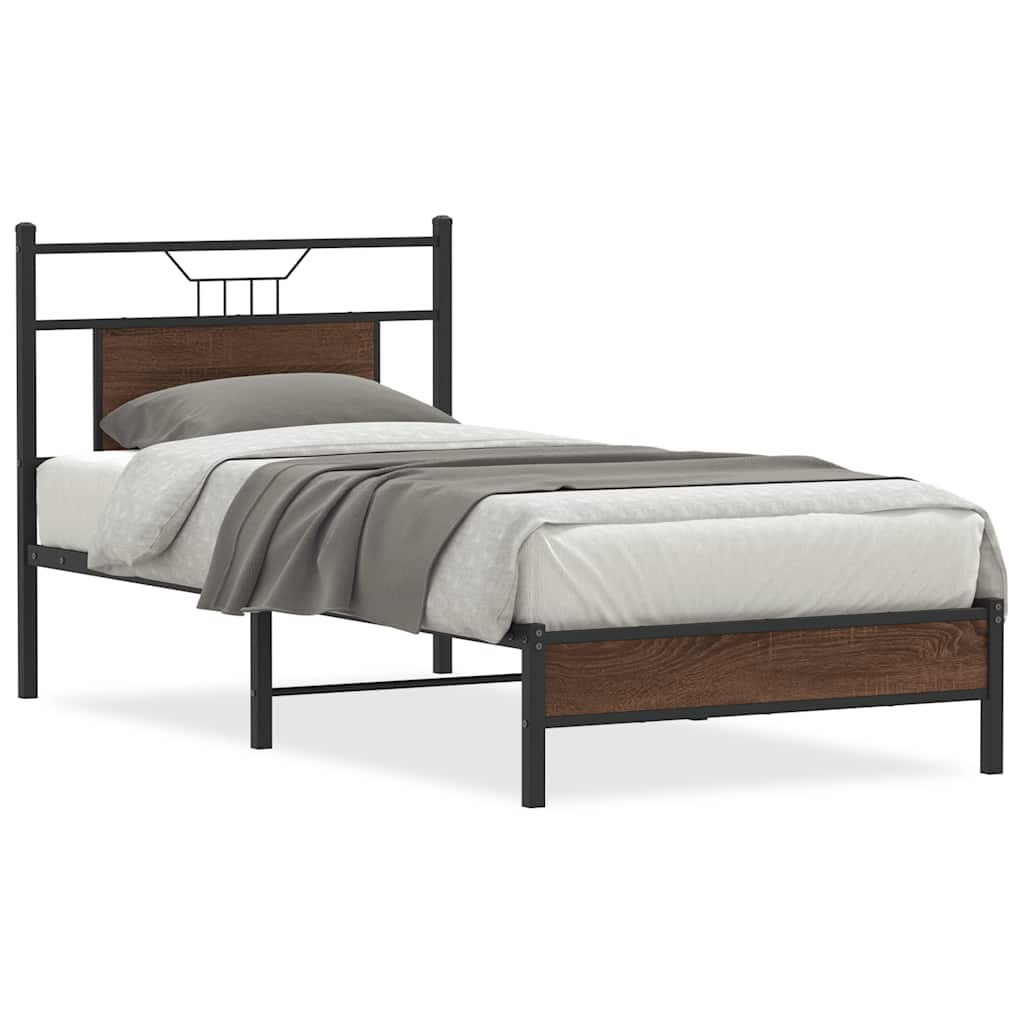 Bed Frame without Mattress Brown Oak 90x200 cm Engineered Wood