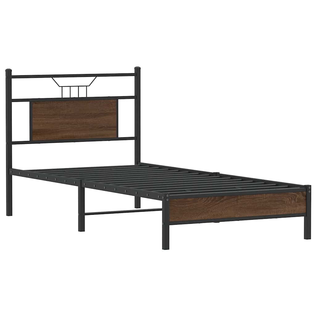 Bed Frame without Mattress Brown Oak 90x200 cm Engineered Wood