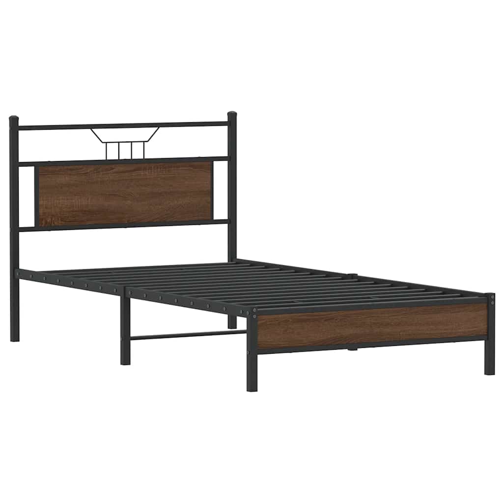 Bed Frame without Mattress Brown Oak 100x190 cm Engineered Wood