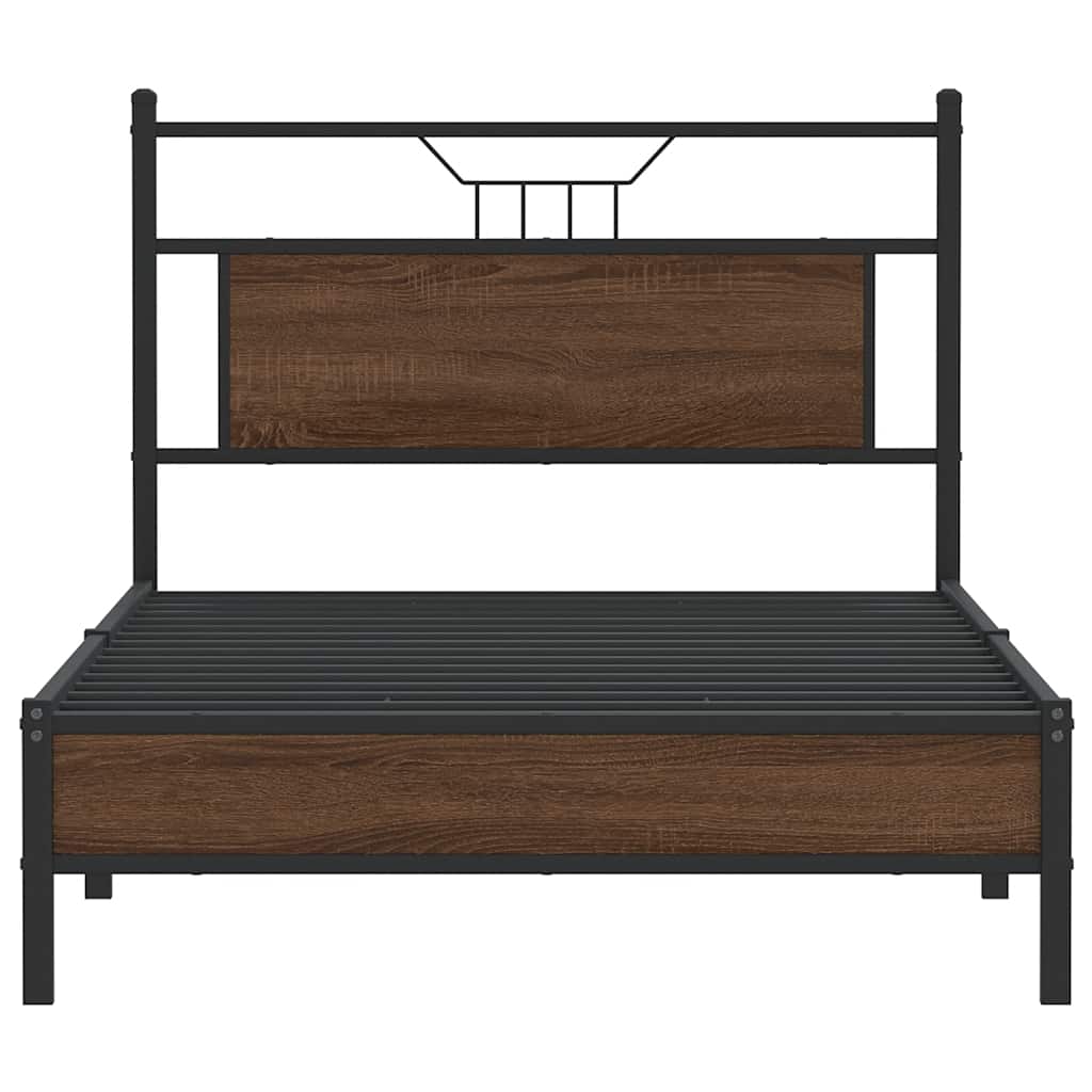 Bed Frame without Mattress Brown Oak 100x190 cm Engineered Wood