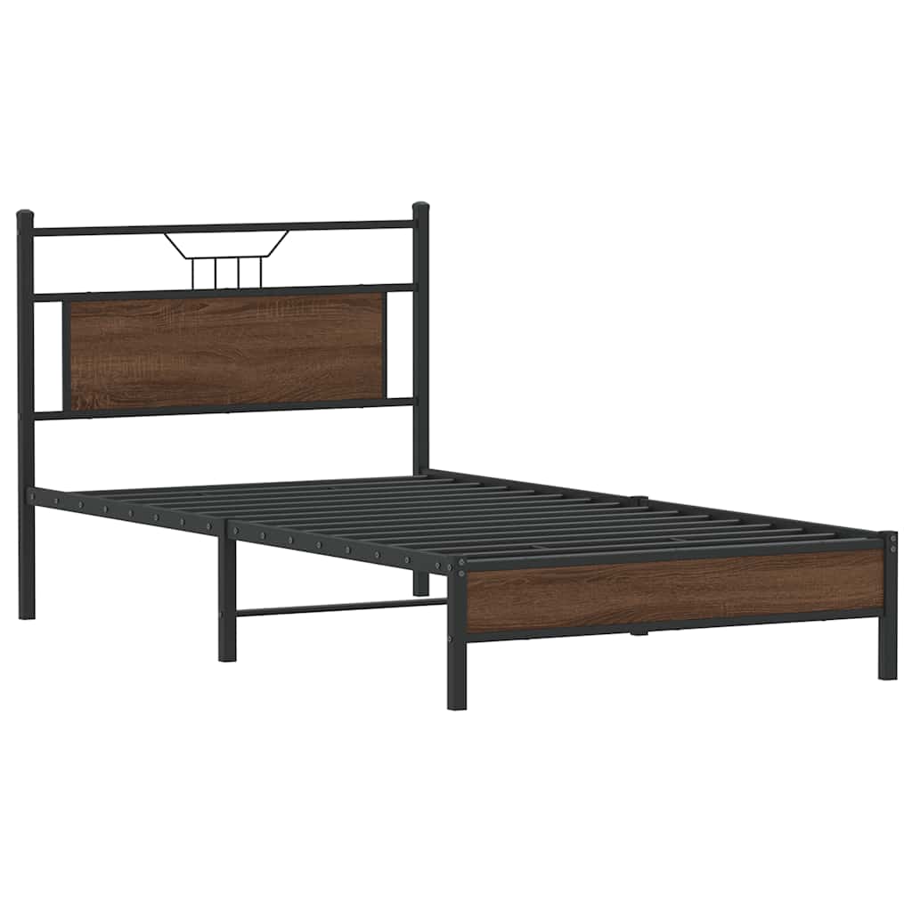 Bed Frame without Mattress Brown Oak 100x200 cm Engineered Wood