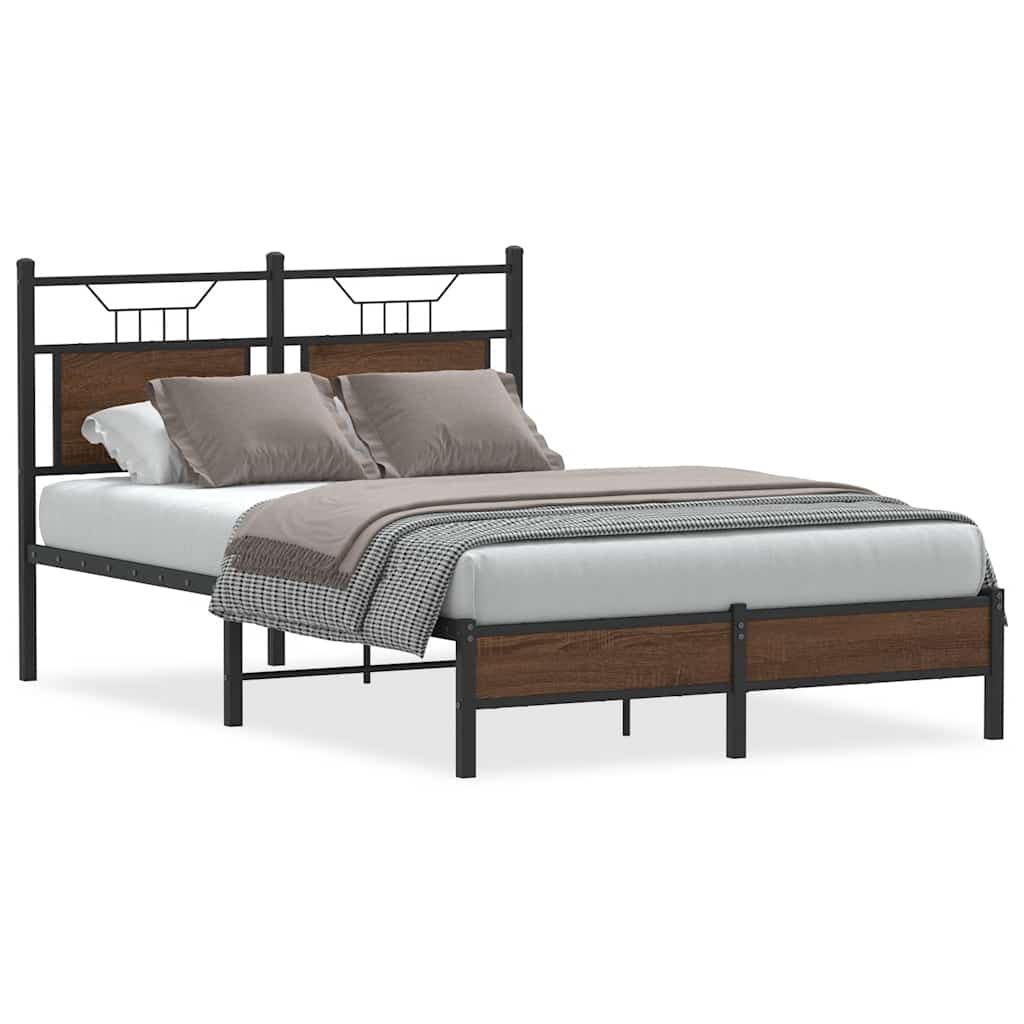 Bed Frame without Mattress Brown Oak 120x200 cm Engineered Wood
