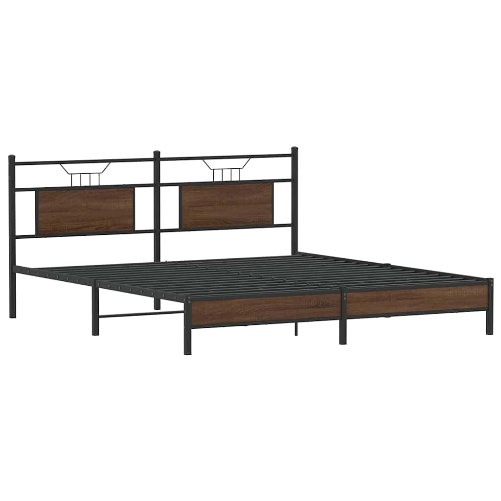 Bed Frame without Mattress Brown Oak 160x200 cm Engineered Wood