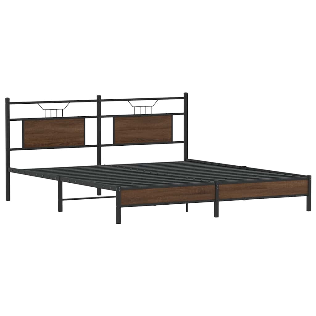 Bed Frame without Mattress Brown Oak 183x203 cm Engineered Wood