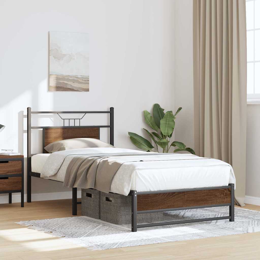 Bed Frame without Mattress Brown Oak 75x190 cm Small Single Engineered Wood