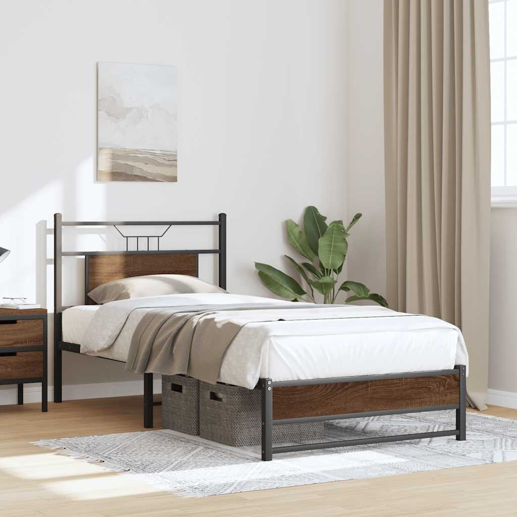 Bed Frame without Mattress Brown Oak 90x190 cm Single Engineered Wood
