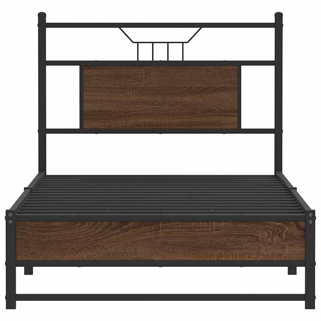 Bed Frame without Mattress Brown Oak 90x190 cm Single Engineered Wood