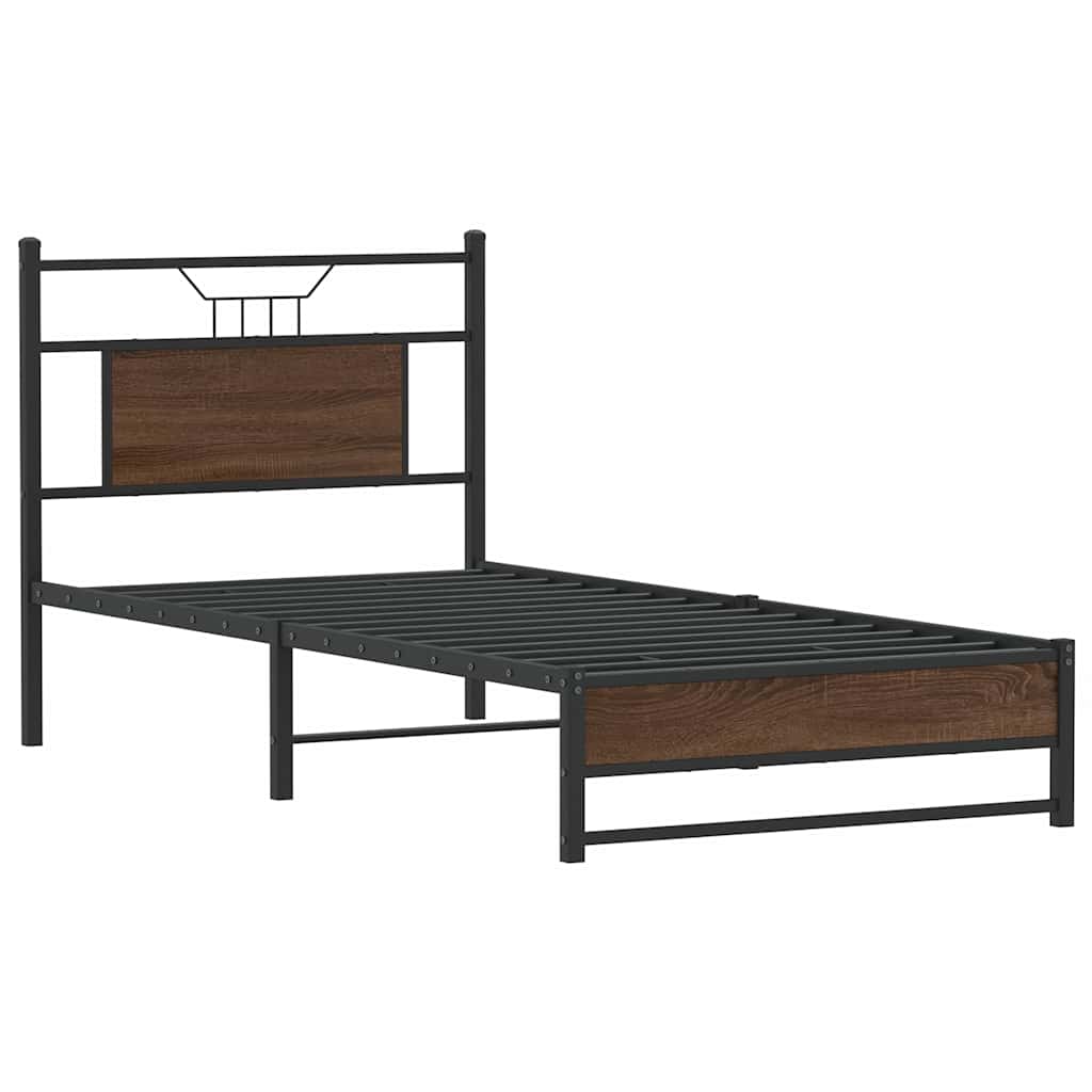 Bed Frame without Mattress Brown Oak 90x200 cm Engineered Wood