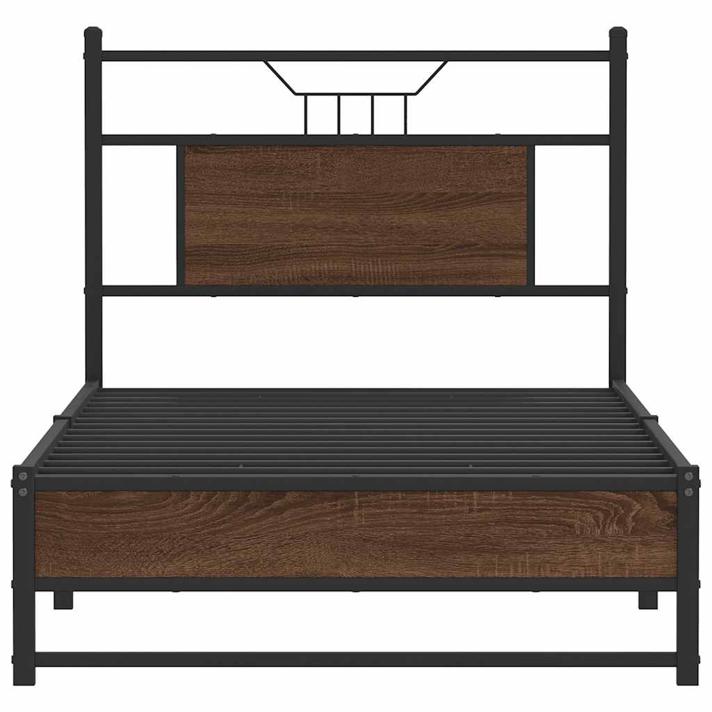 Bed Frame without Mattress Brown Oak 90x200 cm Engineered Wood