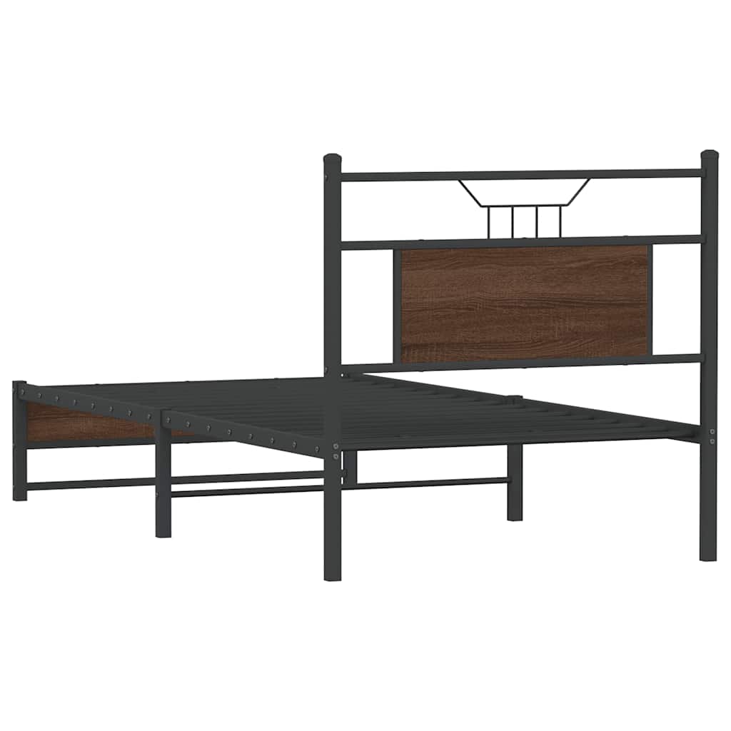 Bed Frame without Mattress Brown Oak 90x200 cm Engineered Wood