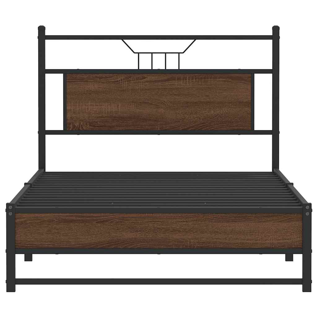 Bed Frame without Mattress Brown Oak 100x190 cm Engineered Wood