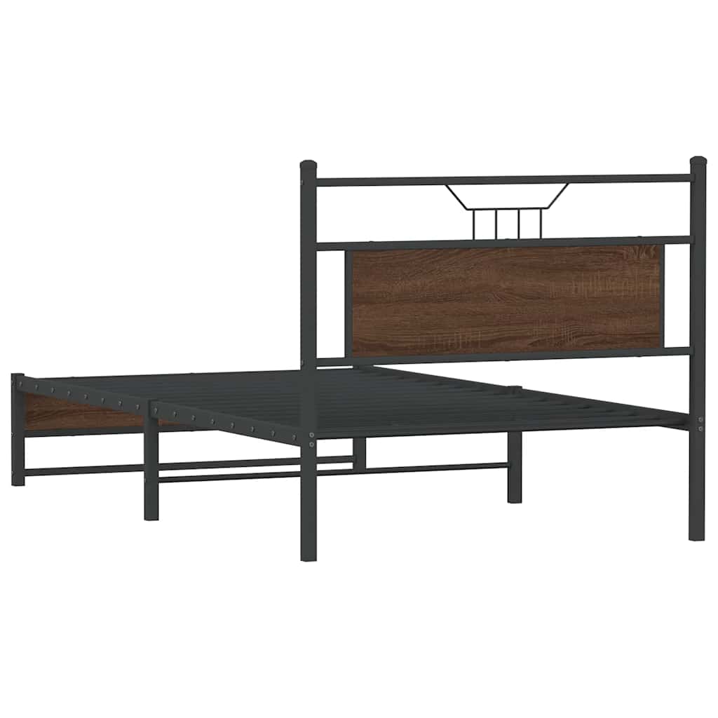 Bed Frame without Mattress Brown Oak 100x190 cm Engineered Wood