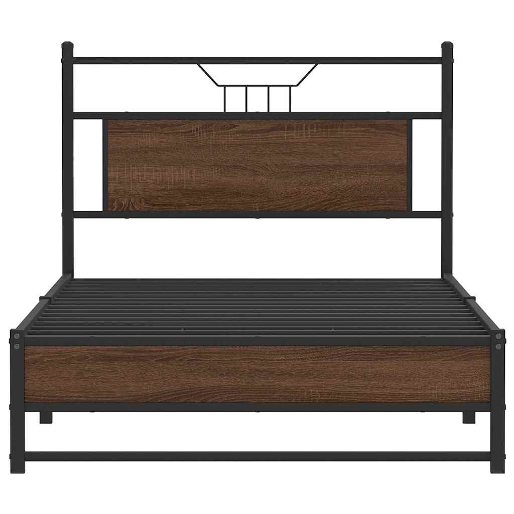 Bed Frame without Mattress Brown Oak 107x203 cm Engineered Wood
