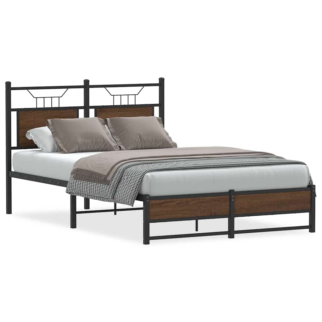Bed Frame without Mattress Brown Oak 120x190 cm Small Double Engineered Wood