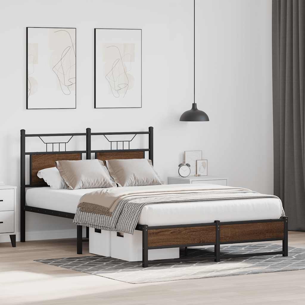 Bed Frame without Mattress Brown Oak 120x190 cm Small Double Engineered Wood