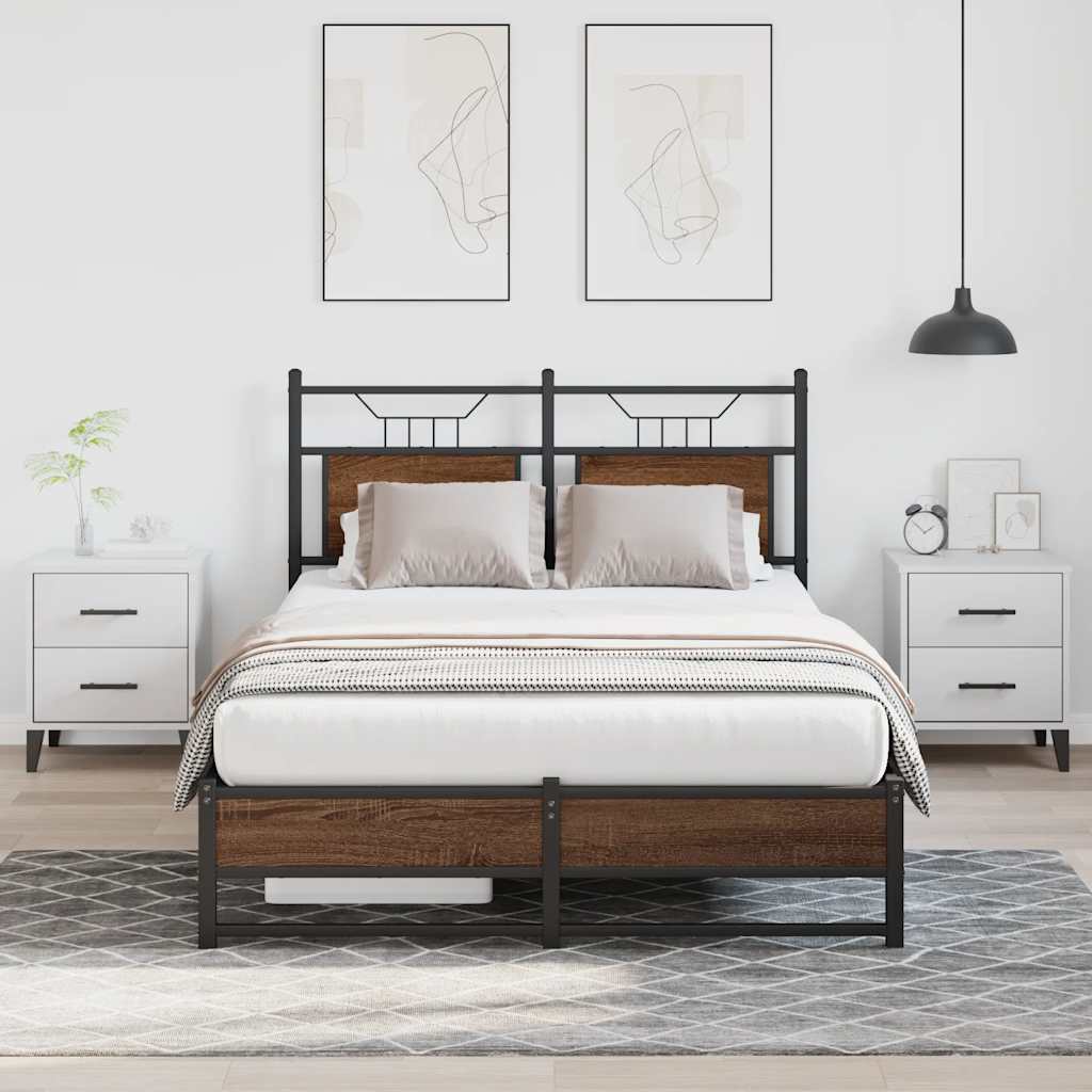 Bed Frame without Mattress Brown Oak 120x190 cm Small Double Engineered Wood