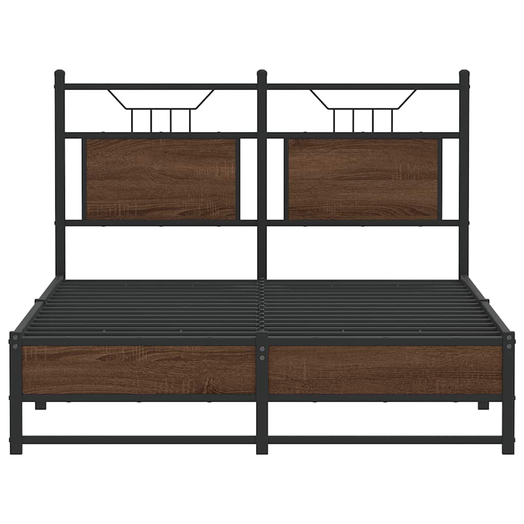 Bed Frame without Mattress Brown Oak 120x190 cm Small Double Engineered Wood