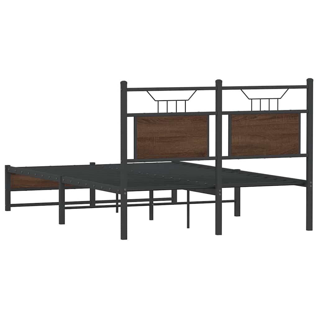 Bed Frame without Mattress Brown Oak 120x190 cm Small Double Engineered Wood