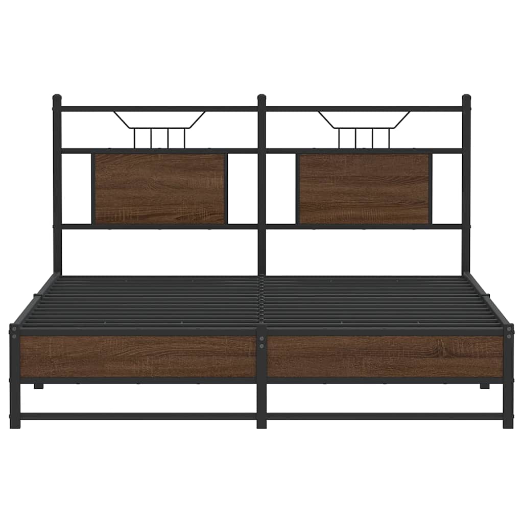 Bed Frame without Mattress Brown Oak 137x190 cm Engineered Wood