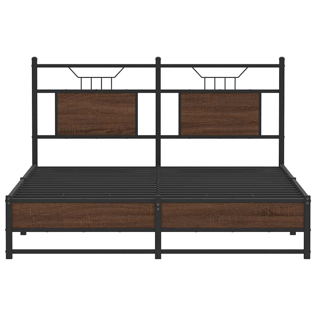 Bed Frame without Mattress Brown Oak 140x200 cm Engineered Wood
