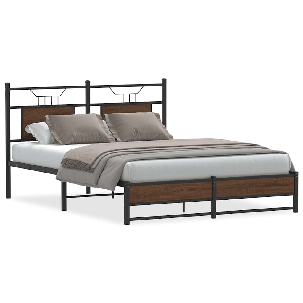 Bed Frame without Mattress Brown Oak 150x200 cm King Size Engineered Wood