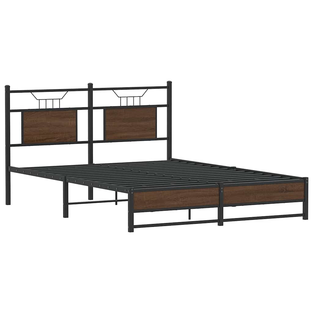 Bed Frame without Mattress Brown Oak 150x200 cm King Size Engineered Wood