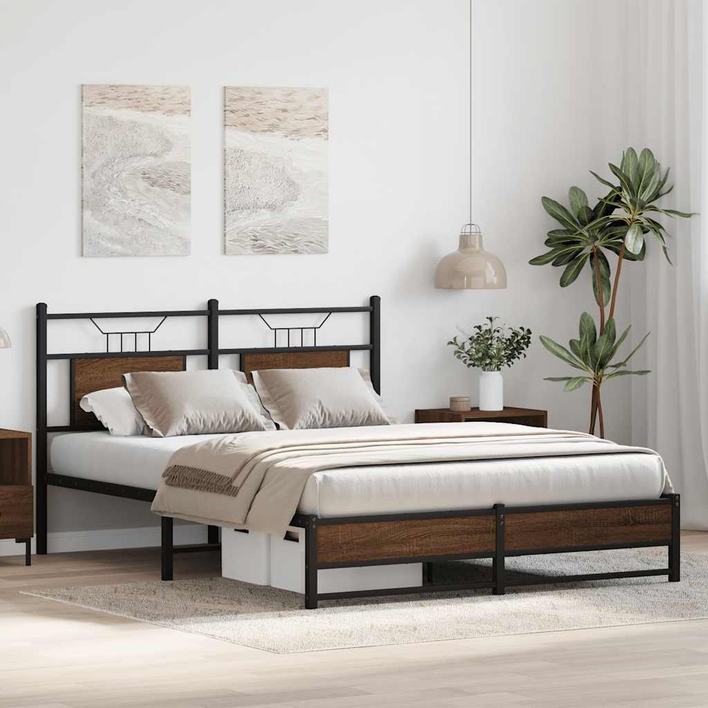 Bed Frame without Mattress Brown Oak 150x200 cm King Size Engineered Wood