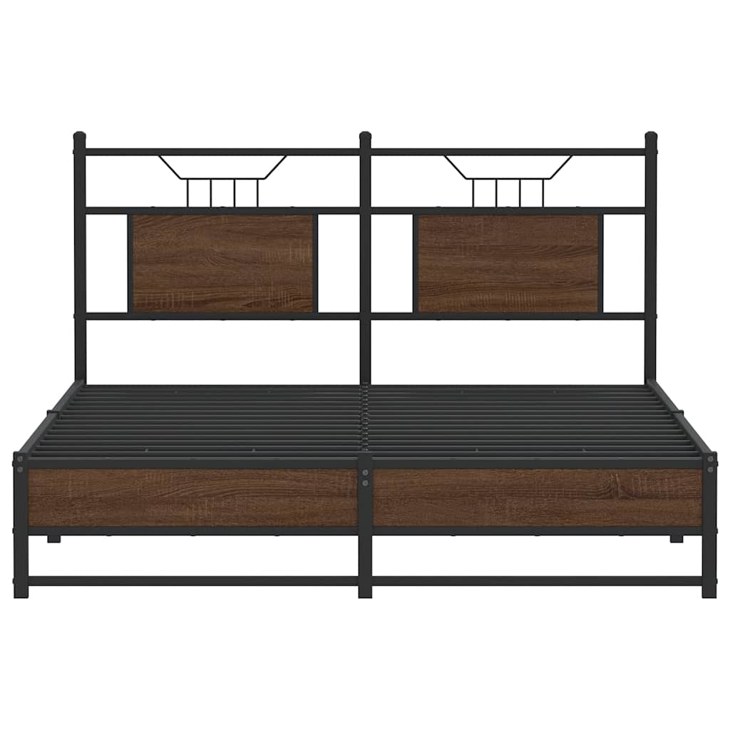 Bed Frame without Mattress Brown Oak 150x200 cm King Size Engineered Wood