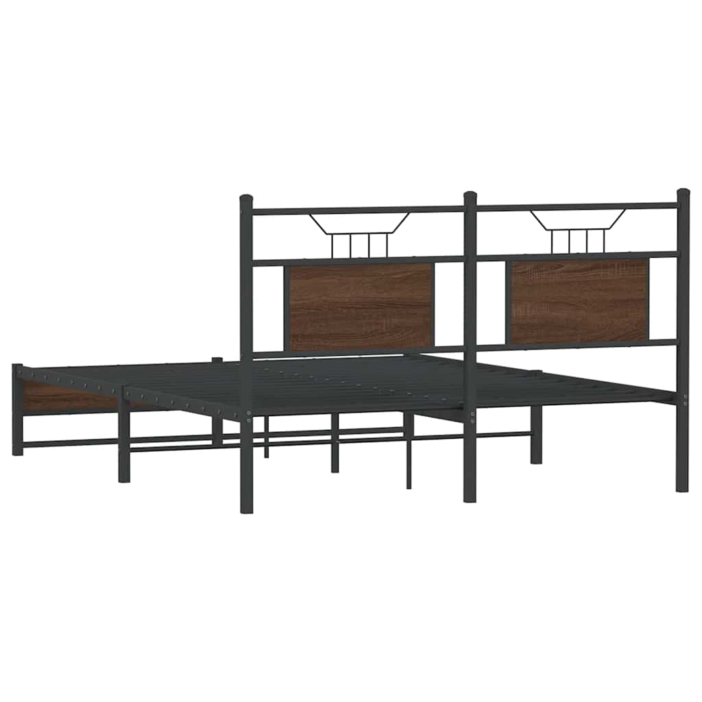 Bed Frame without Mattress Brown Oak 150x200 cm King Size Engineered Wood