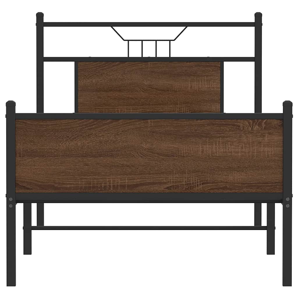 Bed Frame without Mattress Brown Oak 75x190 cm Small Single Engineered Wood