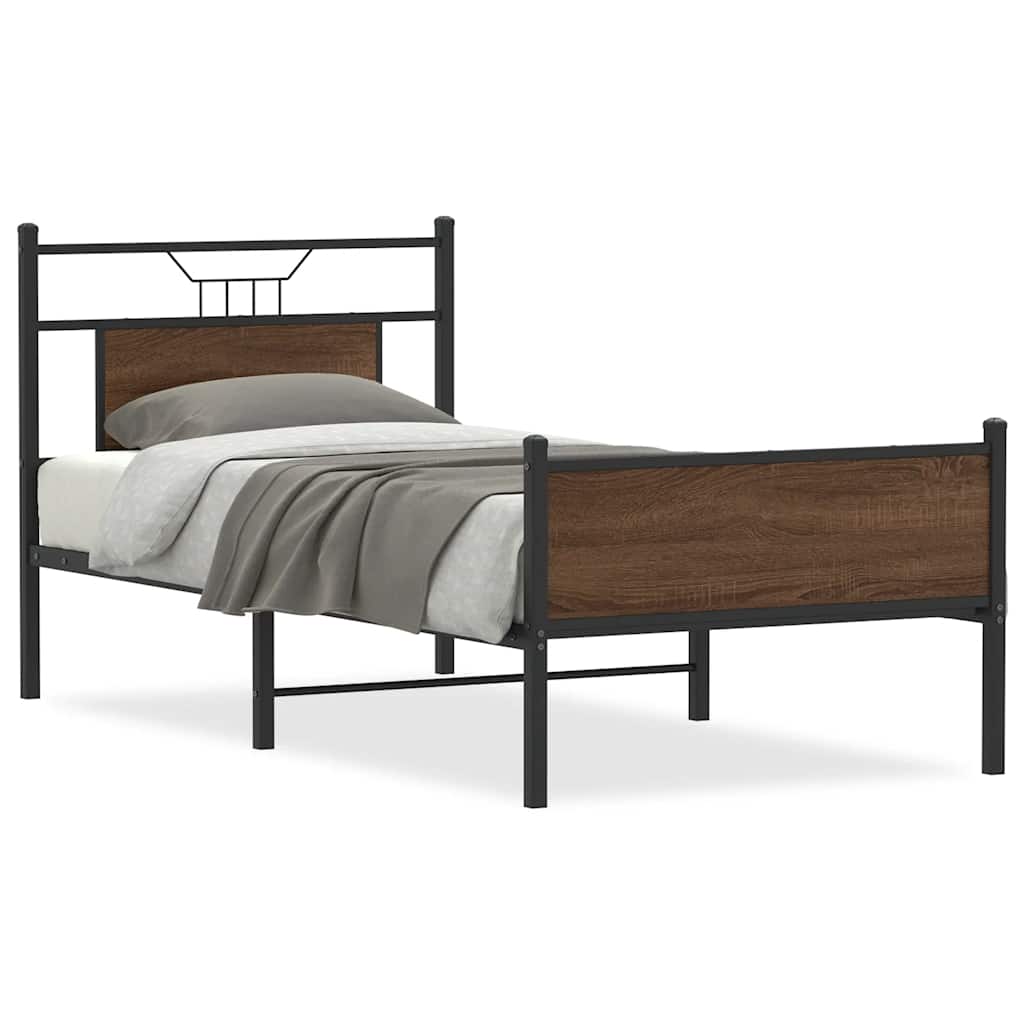 Bed Frame without Mattress Brown Oak 90x190 cm Single Engineered Wood