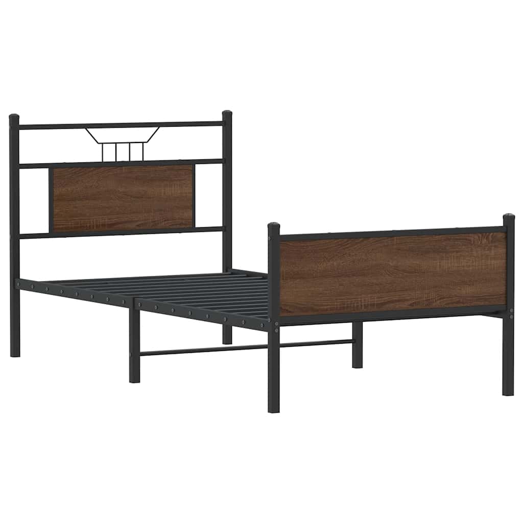 Bed Frame without Mattress Brown Oak 90x190 cm Single Engineered Wood
