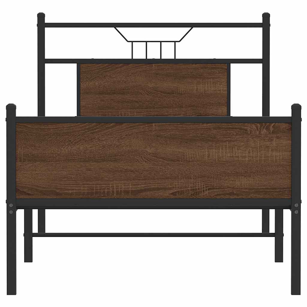 Bed Frame without Mattress Brown Oak 90x190 cm Single Engineered Wood