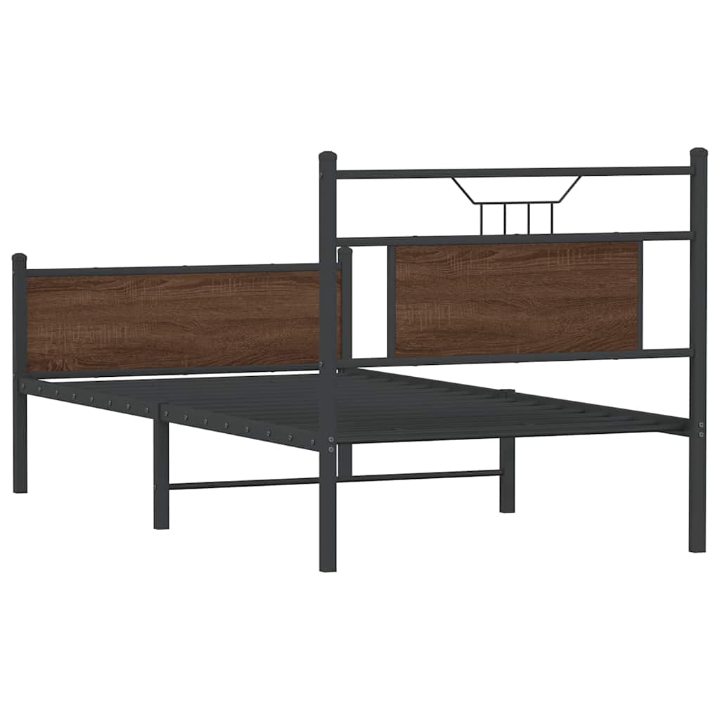 Bed Frame without Mattress Brown Oak 90x190 cm Single Engineered Wood